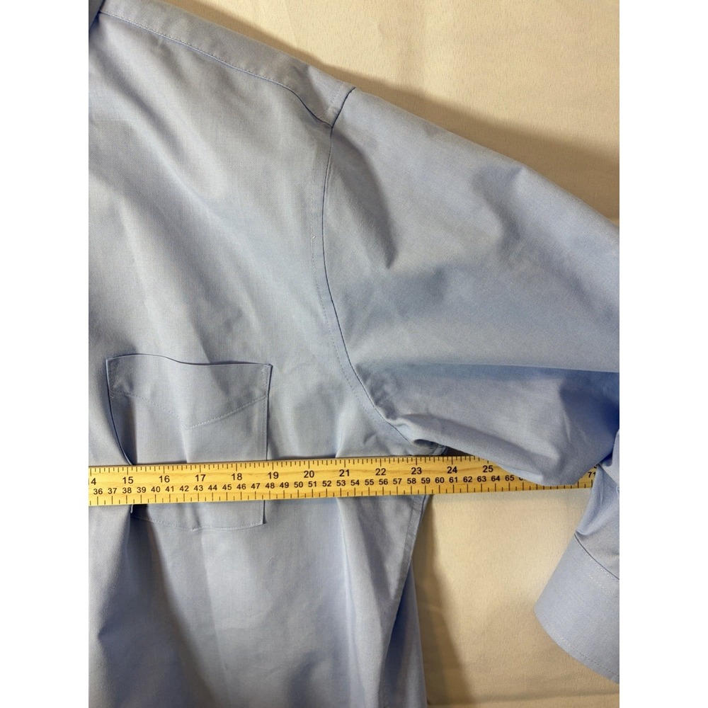 Stafford Coolmax Dress Shirt Men XL 17-17.5 34-35 Regular Fit Long Sleeve Blue - Picture 10 of 13